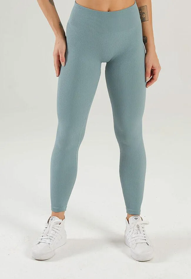 Solid Ribbed High Waist Seamless Legging - Century