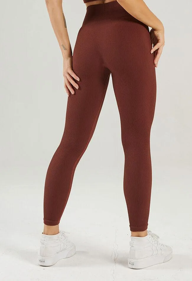 Solid Ribbed High Waist Seamless Legging - Century