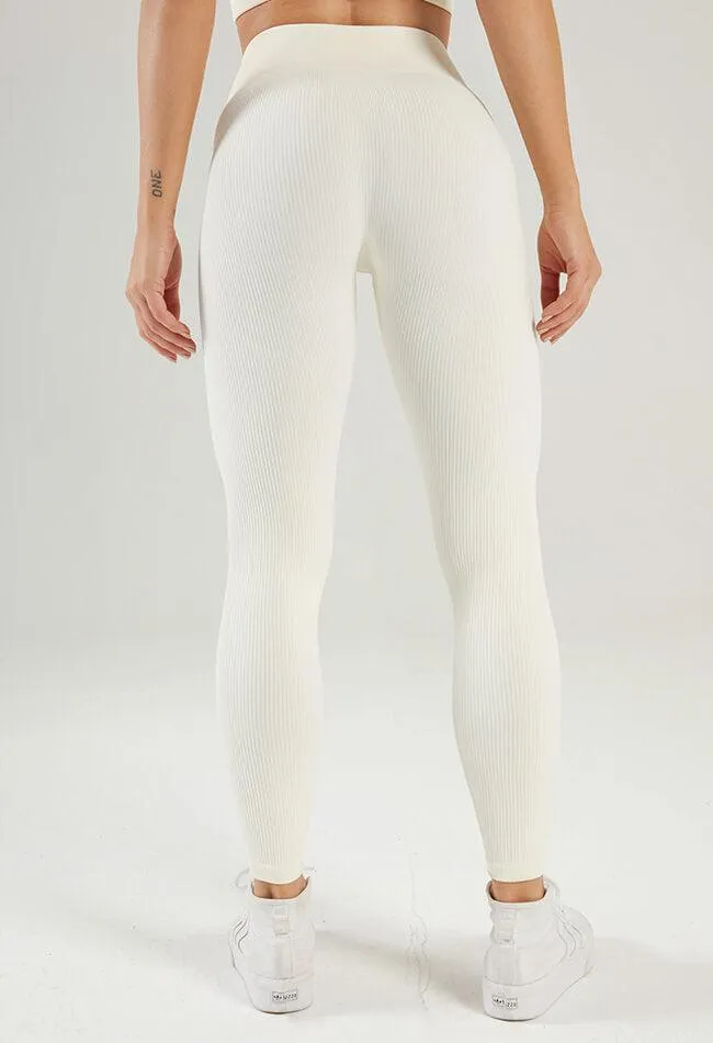 Solid Ribbed High Waist Seamless Legging - Century