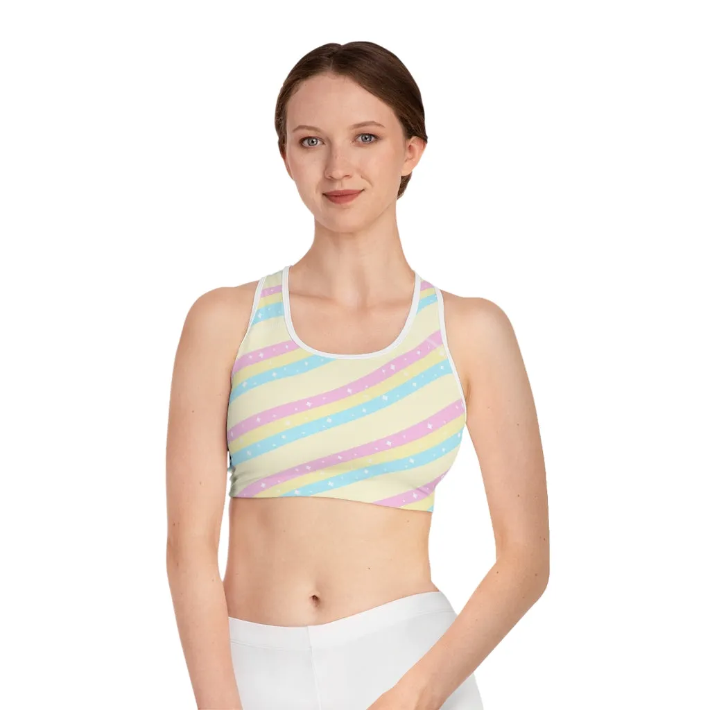 Teatime Fantasy Yellow Rainbow Sports Bra