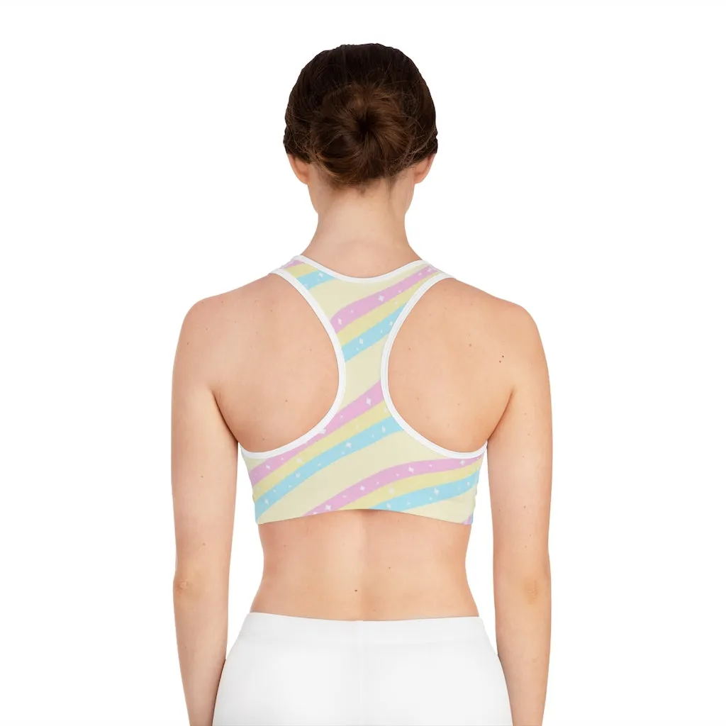 Teatime Fantasy Yellow Rainbow Sports Bra