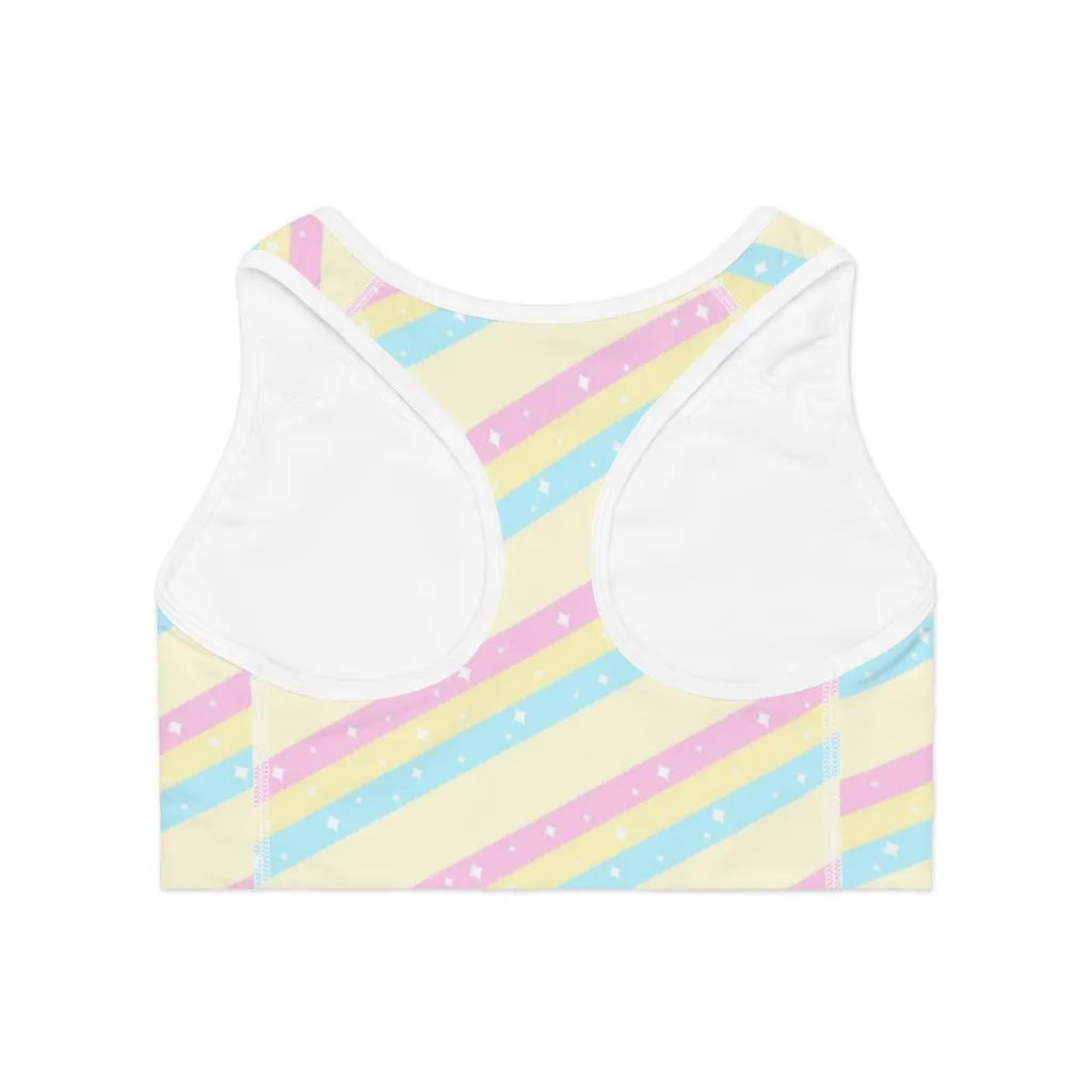 Teatime Fantasy Yellow Rainbow Sports Bra