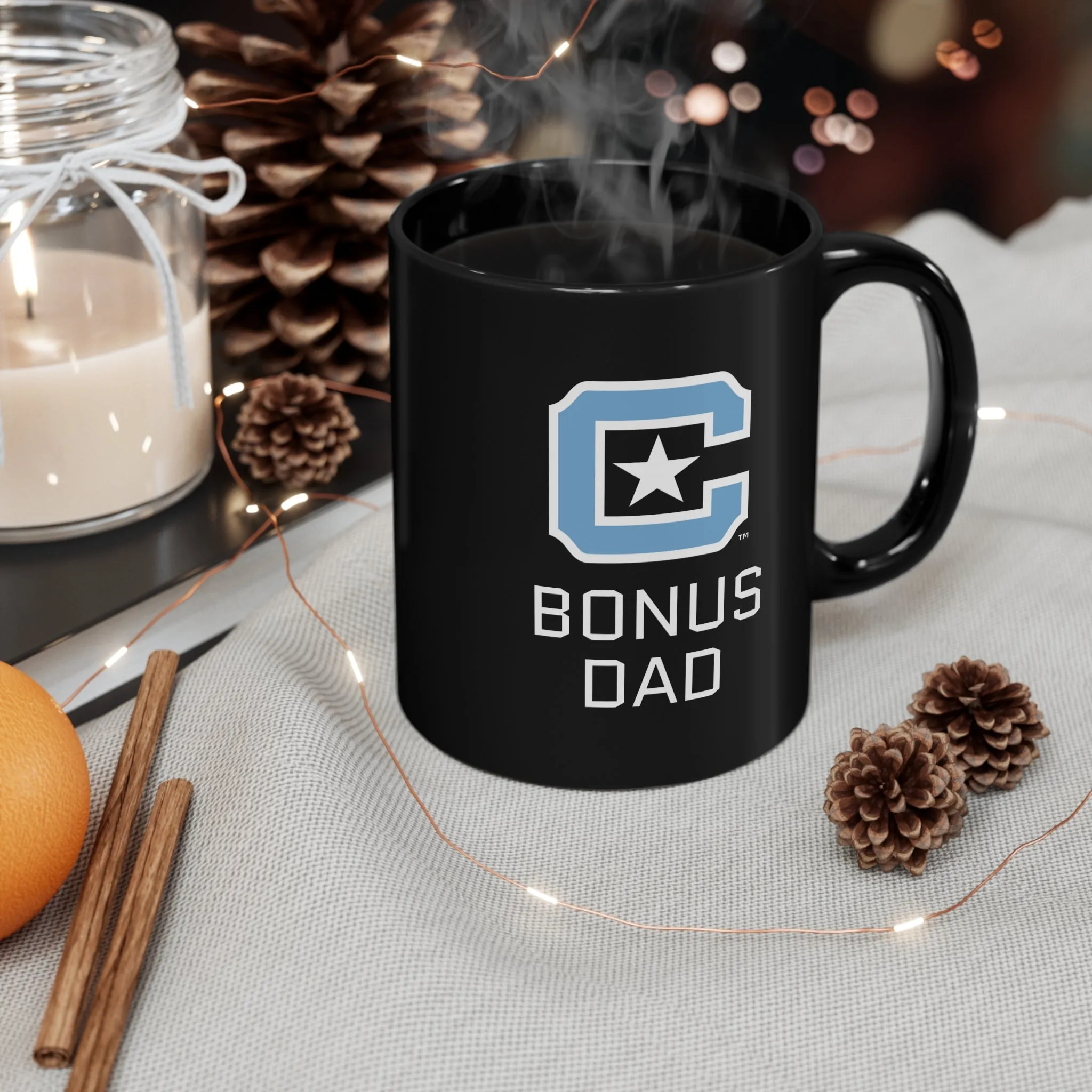 The Citadel Block C Logo, Sports Bonus Dad, Black Mug, 11oz