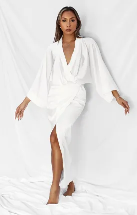 THE SILK KIMONO MAXI DRESS - WHITE