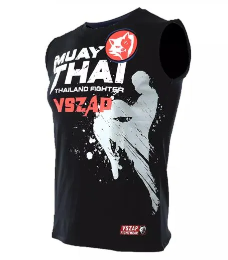 Vszap Bangkok VTT002 Muay Thai Boxing Vest Tank Top S-4XL Black