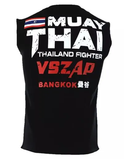 Vszap Bangkok VTT002 Muay Thai Boxing Vest Tank Top S-4XL Black