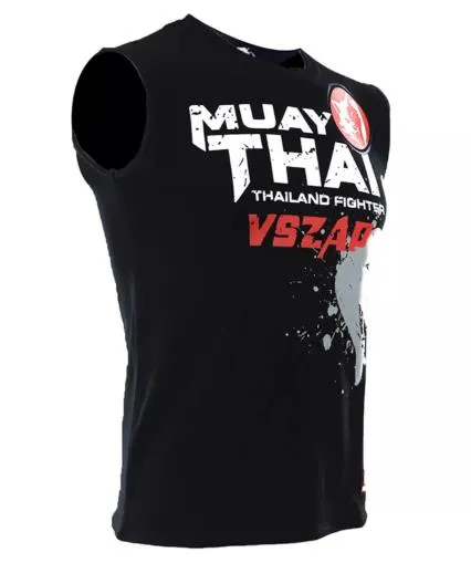 Vszap Bangkok VTT002 Muay Thai Boxing Vest Tank Top S-4XL Black