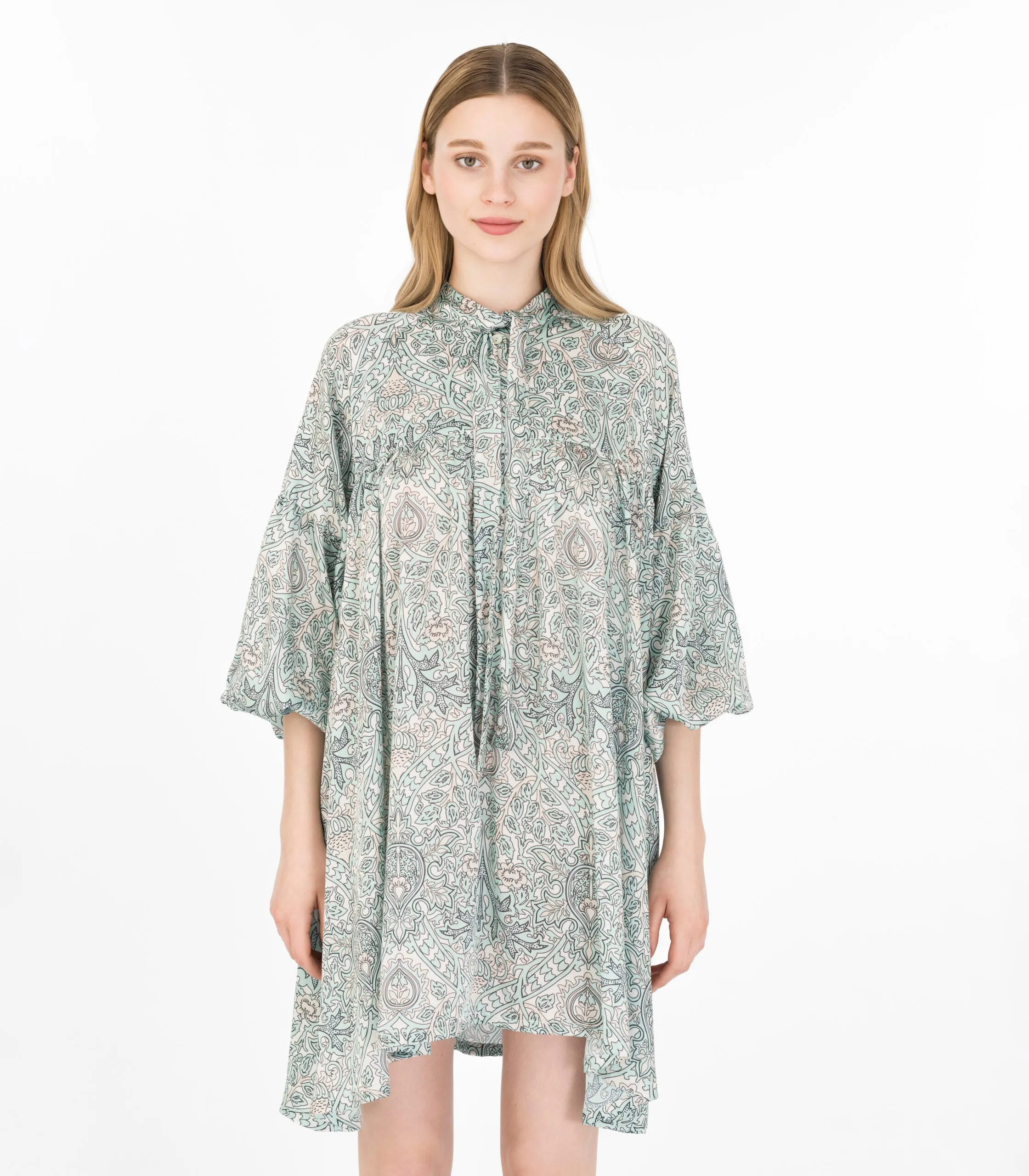 Zen Print Mini Dress Green