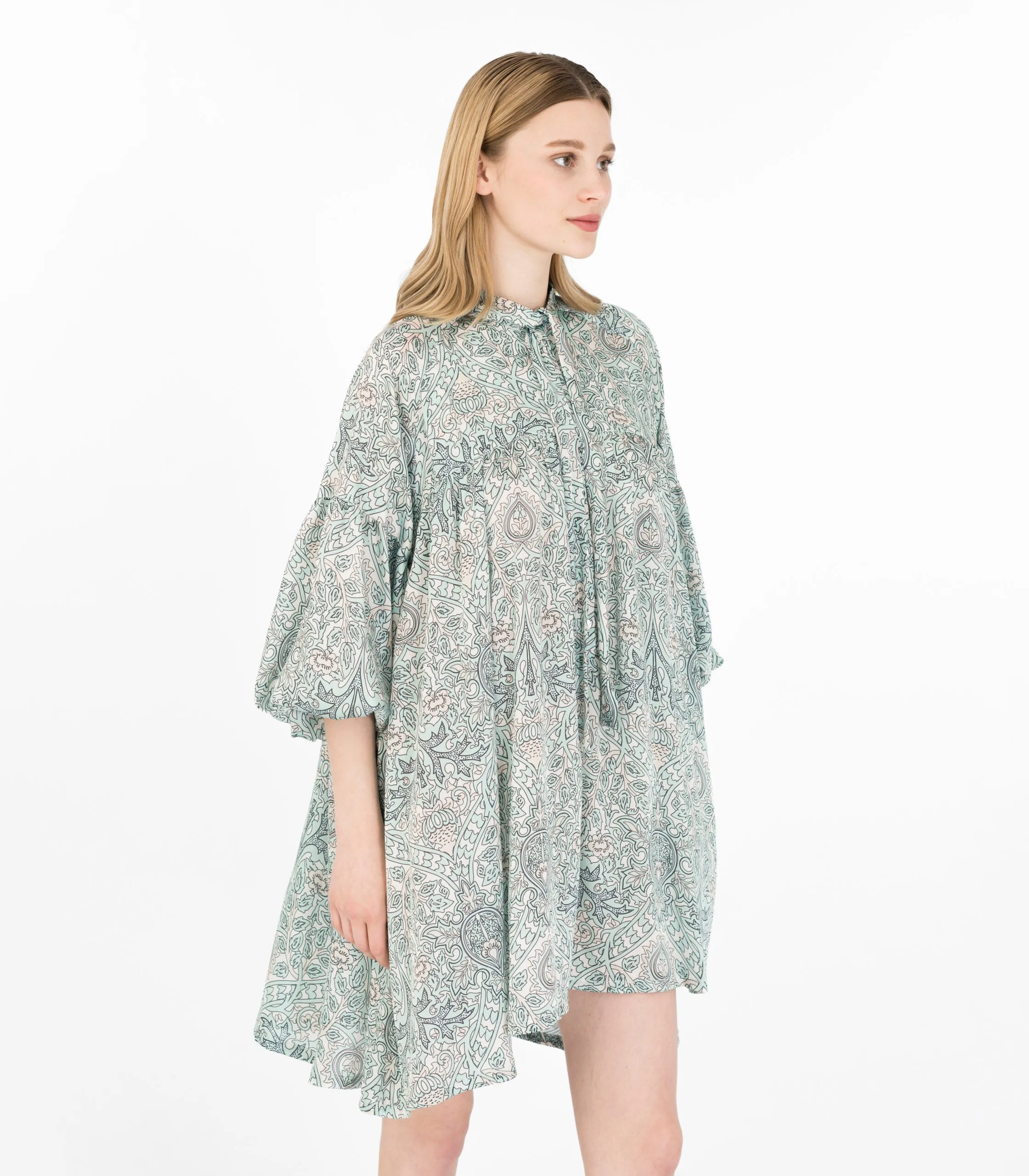 Zen Print Mini Dress Green