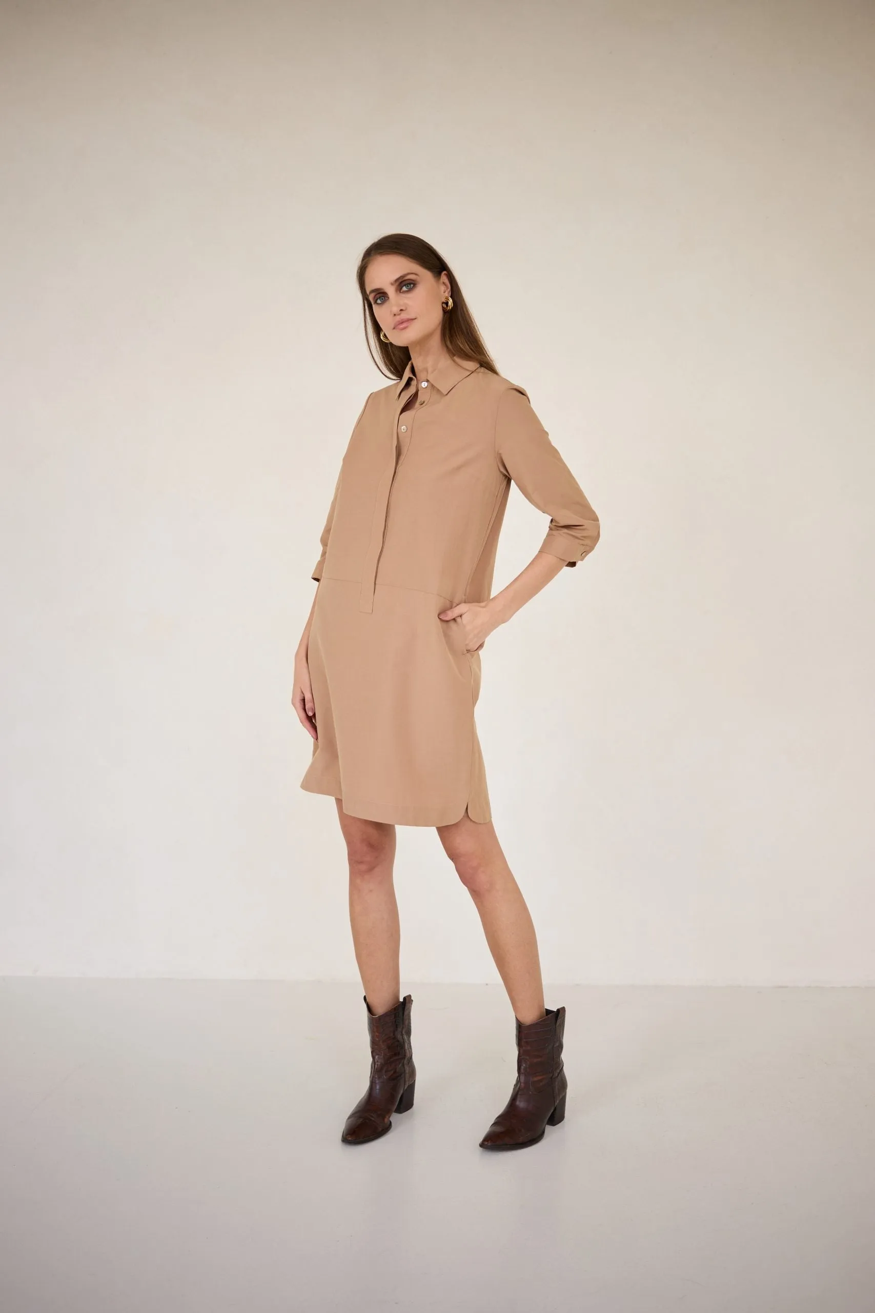 Zoe Shirt Dress Light Brown